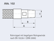 Rohrnippel mit kegeligem Rohrgewinde nach EN 10226-1 (DIN 2999)