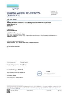 DNV Welding Workshop Approval Certificate